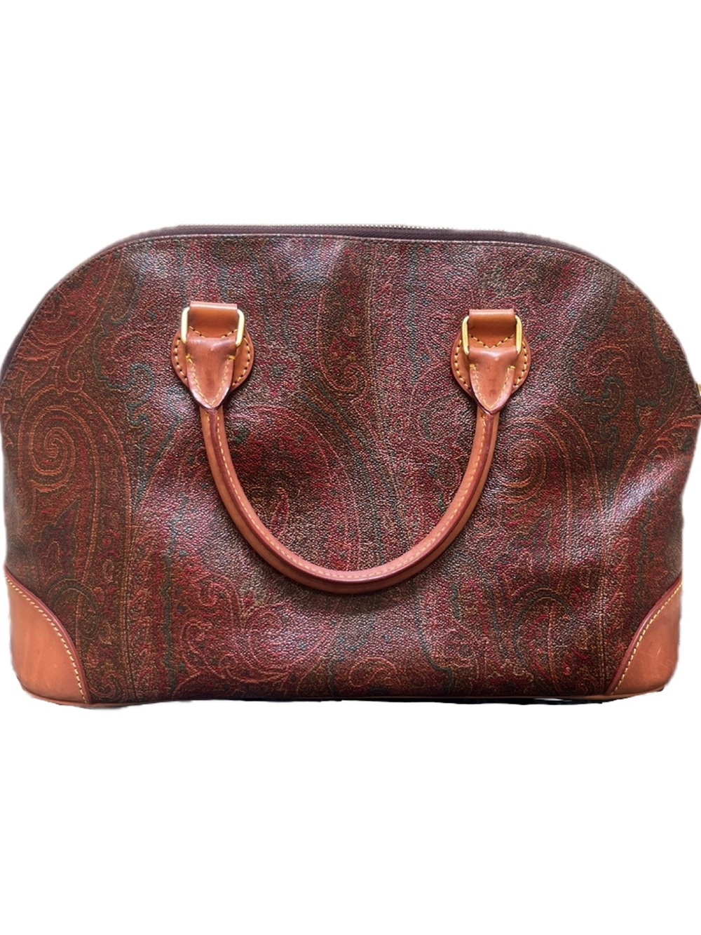 Etro Vintage Milano Alma Style Paisley Burgundy Bag 1996